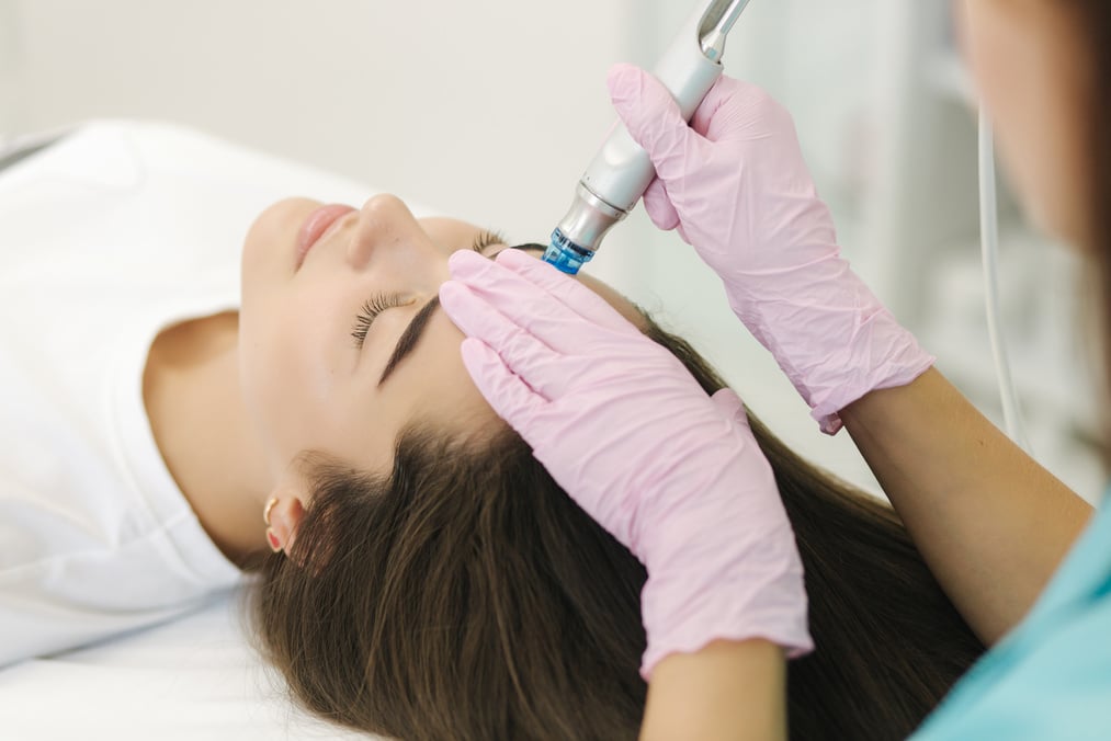 Woman Receiving HydraFacial Treatment at a Skincare Spa